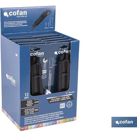 COFAN expositor de cúter antideslizante heavy duty 25 mm 12 uds. (1/4)