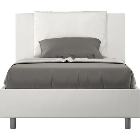 Letto 1 Piazza e Mezzo 120x190 cm con Rete e Contenitore Antea Bianco (1/5)