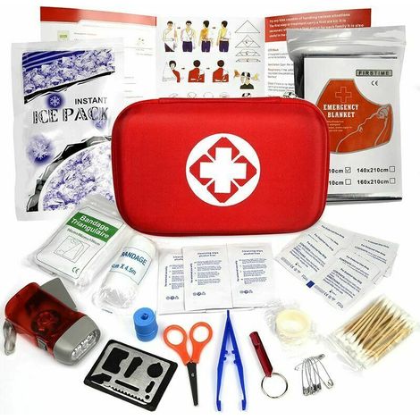 Red Semi-Rigid Mini Box Emergency Medical Bag, Waterproof, for Outdoor Activities, Home First Aid—Includes only the first aid kit, does not contain medication (1/2)