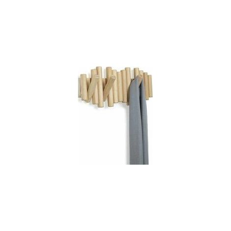 Porte Manteau Mural Bois, Patere Murale, 100% Naturel de Haute Qualité, 5 Crochets Retractables, Design Innovant -37,1x16,5x4,4 cm (1/5)