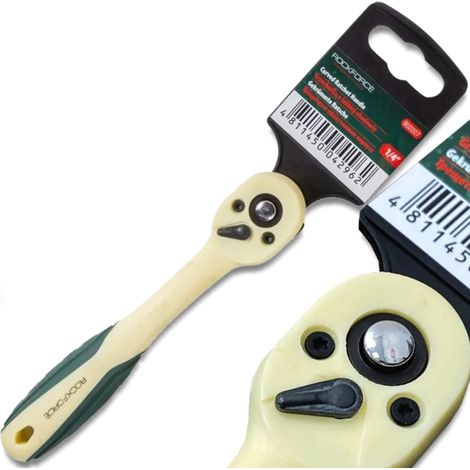 Carraca ROCKFORCE 1/4" carcasa de plástico anticorrosión 155 mm 72 dientes