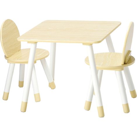 Table et 2 Chaises pour Enfants, Ensemble avec Bords Arrondis & Plateau Graffiti, Bureau en Bois pour Dessin, Lecture, Apprentissage, Maison/École (1/5)