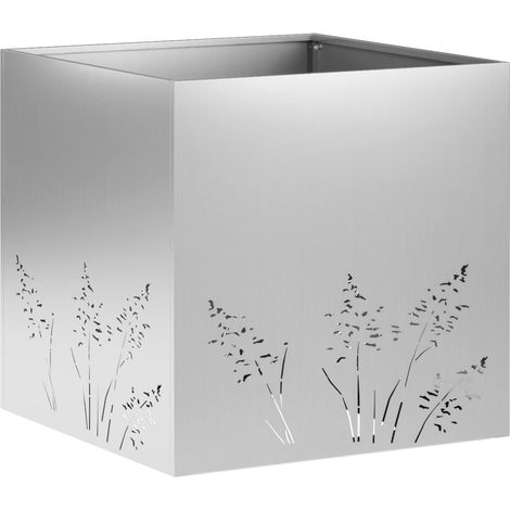 vidaXL Macetero de Jardín Plateado 50 x 50 x 49 cm Acero Galvanizado (1/2)