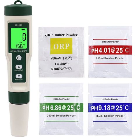 Elektronisches pH-Messgerät, 10-in-1-Poolwasser-Testgerät mit Hintergrundbeleuchtung, pH/TDS/SG/EC/ORP/H2/Salzgehalt/Temperatur/Nährstofflösungsfruchtbarkeit/Resistenz mit ATC, hochpräzises pH-Messger (1/4)