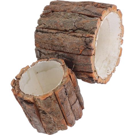 2 Stück Rustikale Holzblumentöpfe aus Baumrinde für (1/5)