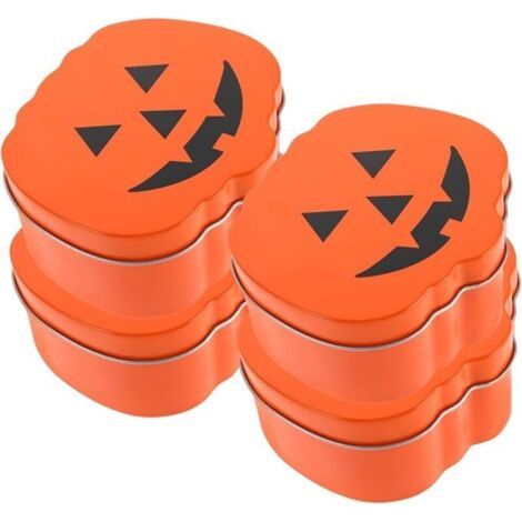 10x9x4.5cm 4 Pièces Boîtes Citrouille Métal Halloween Mini Boîtes à Bonbons avec Couvercles Rangement Décoratif Original pour et Pratique (1/4)