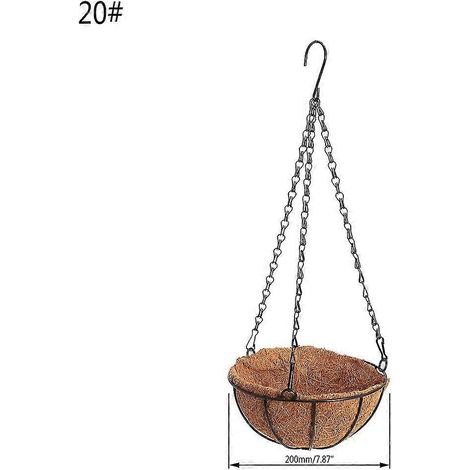 Paniers suspendus en noix de coco pour légumes et fleurs, décoration de jardin en fer forgé (1/5)