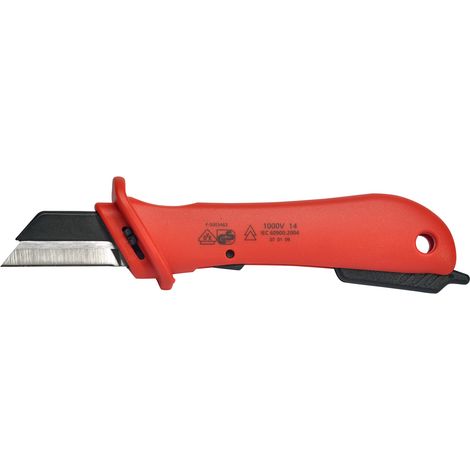 SW-Stahl 41907L Couteau à câble VDE 190 mm I selon DIN EN/IEC 60900 I Couteau à dénuder pour câble 1000 V I Outil à dénuder