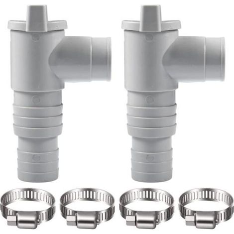 2 Pool Adapter Pieces, 32mm Hose Connector with Stop Valve