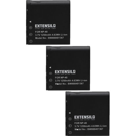 EXTENSILO 3x Akku kompatibel mit Jay-Tech Videoshot DDV-R8, Full-HD 12z Kamera (1200 mAh, 3,7 V, Li-Ion) (1/3)