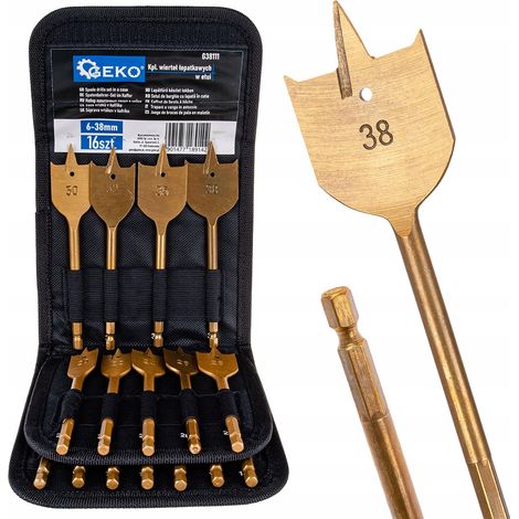 Broca de pala geko spade drill set acero carbono 16 piezas (1/3)