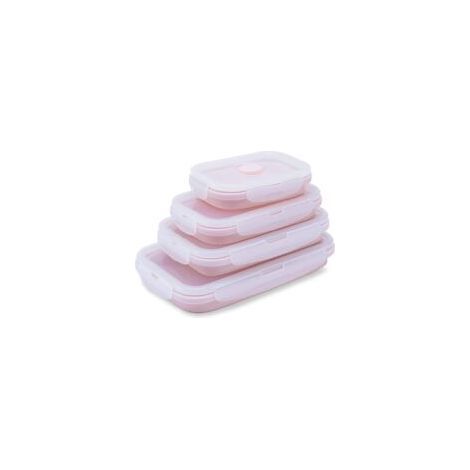 Zusammenfaltbarer Silikon-Lebensmittelbehälter, BPA-frei, ResQIEDOVIEYose, mit luftdichtem Kunststoffdeckel für die Küche, Pink (1/5)