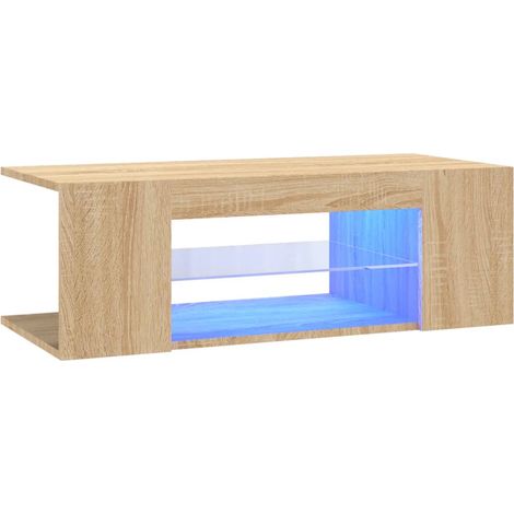 Porta TV multimediale scaffale per televisione televisore buffet sala da pranzo soggiorno camera da letto con luci a LED rovere Sonoma 90 x 39 x 30 cm marrone 020026793