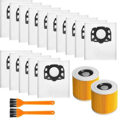 Lot de 19 Pièces – 15 Sacs d’Aspirateur+ 2 Filtre +2Filterbürste,pour Kärcher KFI 357, WD 2 Plus,WD2, WD3, KWD 1-3, SE4002,SE4001, – 2.863-314.0 Filtre pour Kärcher WD2,WD3 Set d'Accessoires (1/5)