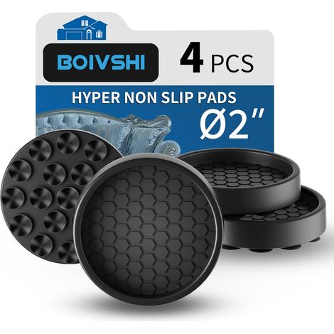 Ø50mm Silicone Meubles Antidérapants Coaster - Antiderapant Patin Chaise - Protection des sols - Patin Antidérapant Pied Caoutchouc Silicone - 4 Noir Ronde Patin Meuble - Idéal pour Canapé Lit Table (1/5)
