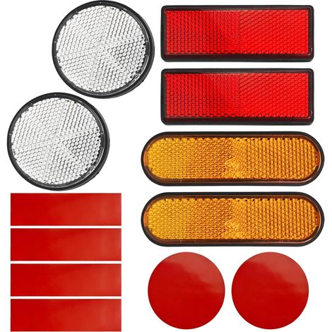 Set of 6 Rear Reflectors, Adhesive Safety Reflectors, Trailer Reflectors for Cars, Trailers and Trucks (1/5)
