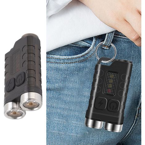 V3 Mini-Schlüsselanhänger-Taschenlampe, USB-aufladbar, kleine schwarze tragbare magnetische Taschenlampe, wasserdicht, ideal für Camping, Wandern und Wartungsarbeiten. (1/5)