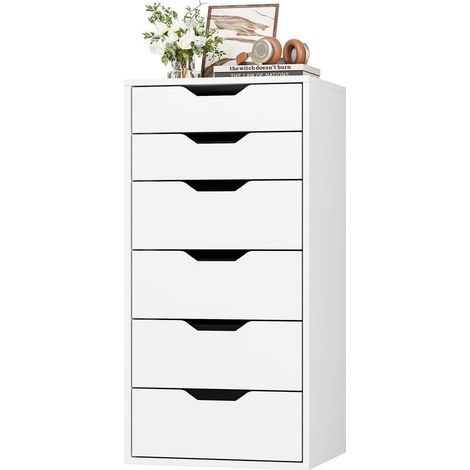 Schubladenschrank mit 6 Schubladen, schmal, weiß, 45x40x90,5 cm (1/5)