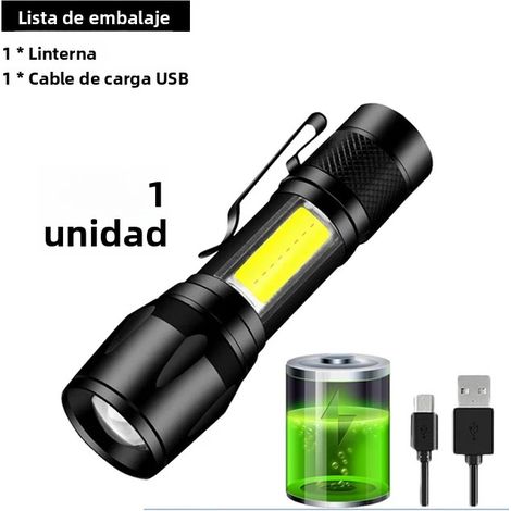 (1 pièce) Lampe torche tactique LED rechargeable, portable, avec clip stylo, étanche (1/5)