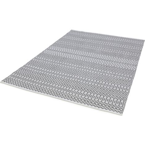 Halsey Hand Made Geometric Flatweave Kitchen Garden Indoor Outdoor Grey Rug Floor Mat Medium Large 160 x 230 cm (5'3"x7'7") (1/4)