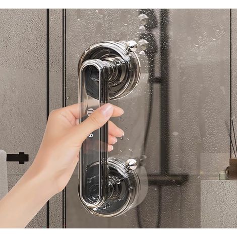 Tiradores genéricos grandes para puertas y ventanas de cristal, puertas correderas de baño, armarios, roperos, con ventosas y tiradores sin juntas (gris translúcido). (1/5)