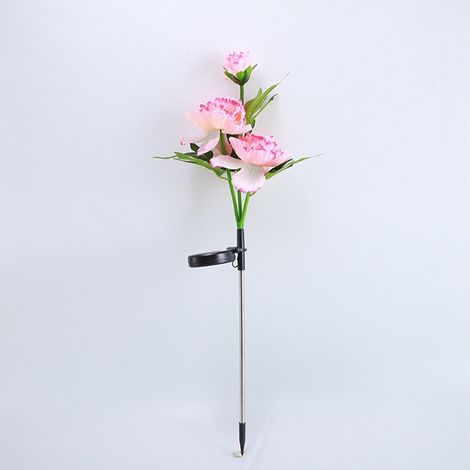 Lampe solaire LED imitation pivoine rose à 3 têtes, étanche IP65, lampe de décoration de jardin style campagnard A1 (1/4)