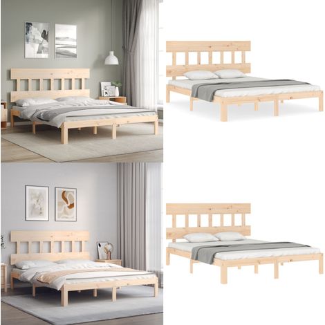 Massivholzbett ohne Matratze 160x200 cm Kiefernholz - Holzbett - Kiefernholzbett - Doppelbett - Lattenrost - Massives Holz - Home & Living