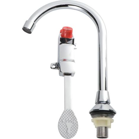Robinet d'évier à pédale - cuivre - argenté - eau froide (1/5)