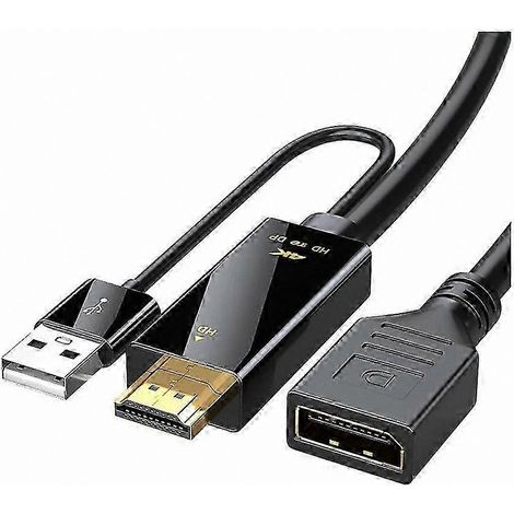 Adaptateur HDMI vers DisplayPort 4K@60Hz pour moniteurs de jeu et PC, avec alimentation USB. (1/5)