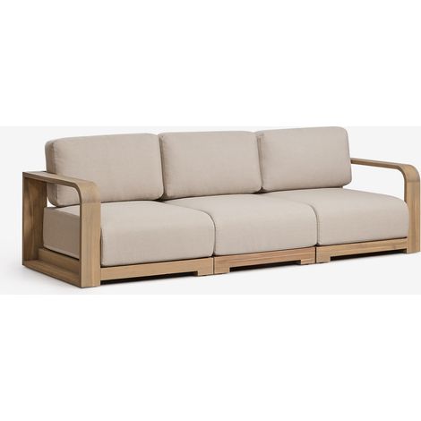 Sofá modular de jardín de 3 piezas con reposabrazos en madera de acacia Brivori SKLUM        (1/5)