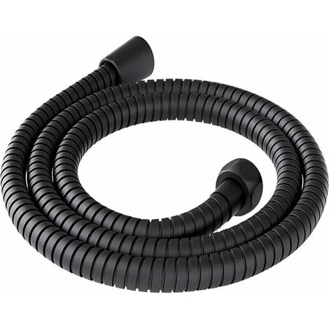 Tuyau de douche 200 cm universel en acier inoxydable anti-torsion anti-corrosion tuyau douche 2 m flexible douche flexible de douche flexible pour douche câble douche universel noir (1/5)