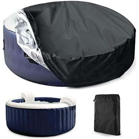 Bâche de protection pour spa rond 210 cm – Tissu Oxford 210D résistant aux UV et à l'eau – Cordon ajustable pour maintien sécurisé (1/5)