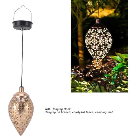 Lampe Solaire de Jardin Suspension LED Décorative Vintage pour Patio Fête Extérieure