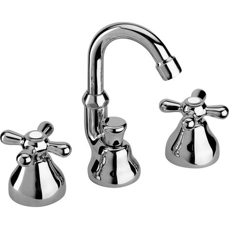 Miscelatore bidet canna alta con manopole stile classico con piletta Liberty Paini (1/2)