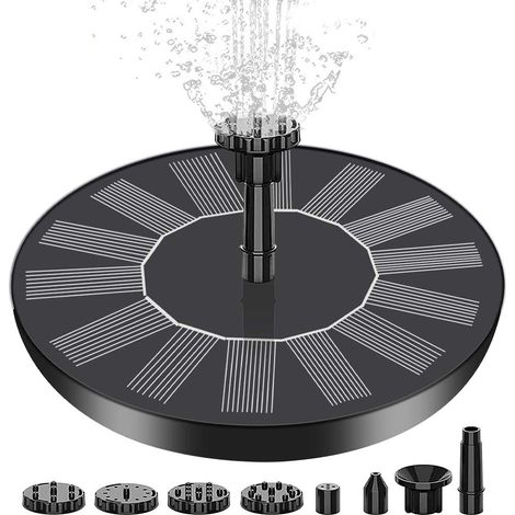 Fuente solar para exteriores de 1,5 W - Fuente solar mejorada (2023) para exteriores - con 6 efectos - Bomba solar para jardín, bebedero para pájaros, estanque y pecera