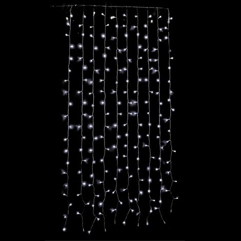 Tenda luminosa a led cascata da esterno decorazione natalizia 1 x h 2 mt -Luce Fredda (1/6)