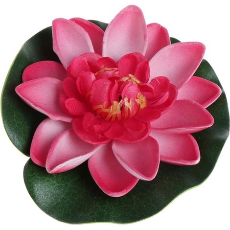 Fleur de Lotus Artificielle Flottante - 1 Pièce - EVA Souple - Décoration Réaliste pour Bassin et Aquarium - Rouge Pêche - 10 cm (1/5)