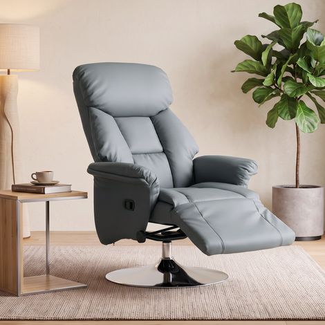 Poltrona reclinabile girevole con poggiapiedi regolabile, portata massima 120 kg, ideale per soggiorno, camera da letto e home cinema, colore grigio. (1/5)