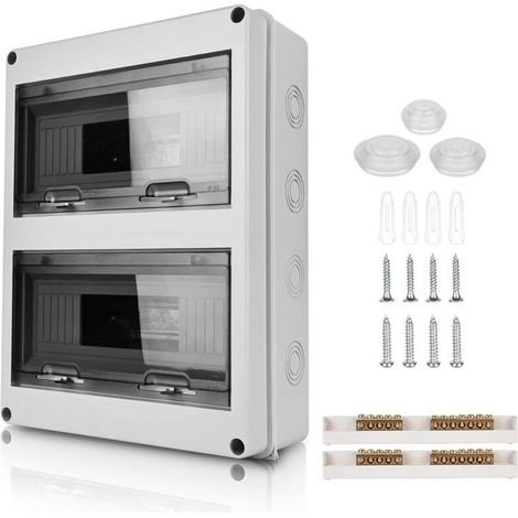 Coffret Electrique Etanche Exterieur Boîtier: Boîte Etanche Electrique Exterieur IP65, Tableau Electrique 2 Rangées, Boîtier Electrique Etanche, Coffret Electrique 24 Modules Pour Disj (1/4)