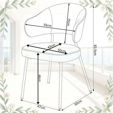 Fauteuil moderne confortable pour salle à manger, chambre, salon, cabine d’essayage ou bureau temporaire (2 chaises incluses) (1/4)