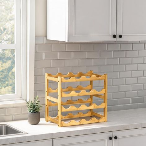 Buffet en bambou 4 niveaux pour 16 bouteilles 43 x 23,5 x 38 cm (1/5)