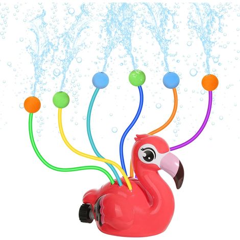 Jouet d'Arrosage d'eau pour Enfants, Jouet d'eau Extérieur Mignon en Forme de Flamingo avec 6 Tuyaux & 6 Balles, Jouets d'eau d'été pour l'Arrière-Cour, Pelouse, Jardin et Piscine, Flamant Rose (1/5)