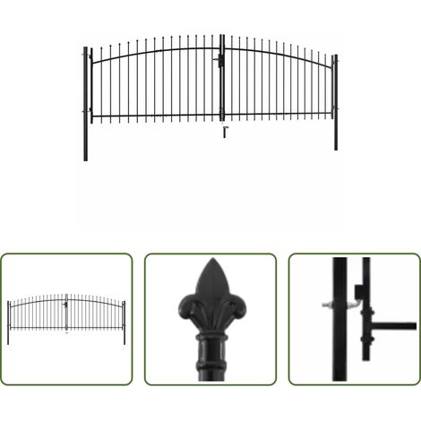 Barrière de jardin - Portail double Woerden avec pointe en forme de lance 400 x 149,5 cm (1/5)