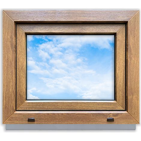 Finestra in PVC Golden Oak 60x50 DESTRA nuova 600x500 mm anta-ribalta doppio vetro (1/5)