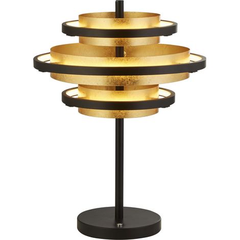 Lampe de table LED interrupteur tactile en métal D : 32 cm 43,5 cm de haut en noir or mat environ 465 lm (1/5)