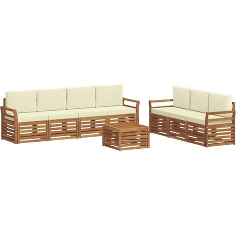 Set divani 8 pz Naturale e Crema Legno di Acacia Massello vidaXL (1/5)