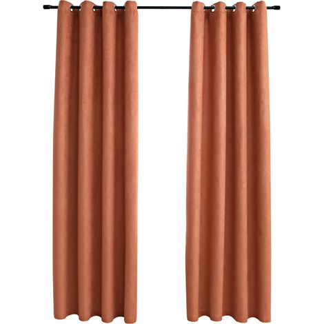 INLIFE Rideaux occultants et anneaux en métal 2 pcs Rouille 140x245 cm (1/4)