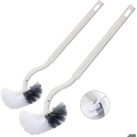 Brosse WC 2PCS à manche long en plastique – Poils solides pour nettoyage en profondeur – Blanc – Ménage des toilettes (1/4)