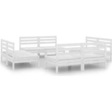 Maison Exclusive - Set Divani da Giardino 8 pz Bianco in Legno Massello di Pino (1/5)