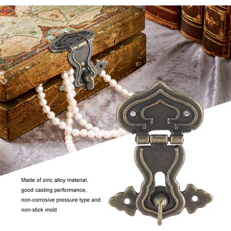 Lot de 10 boîtes à bijoux rétro en bois avec fermoir et loquet couleur bronze (1/5)